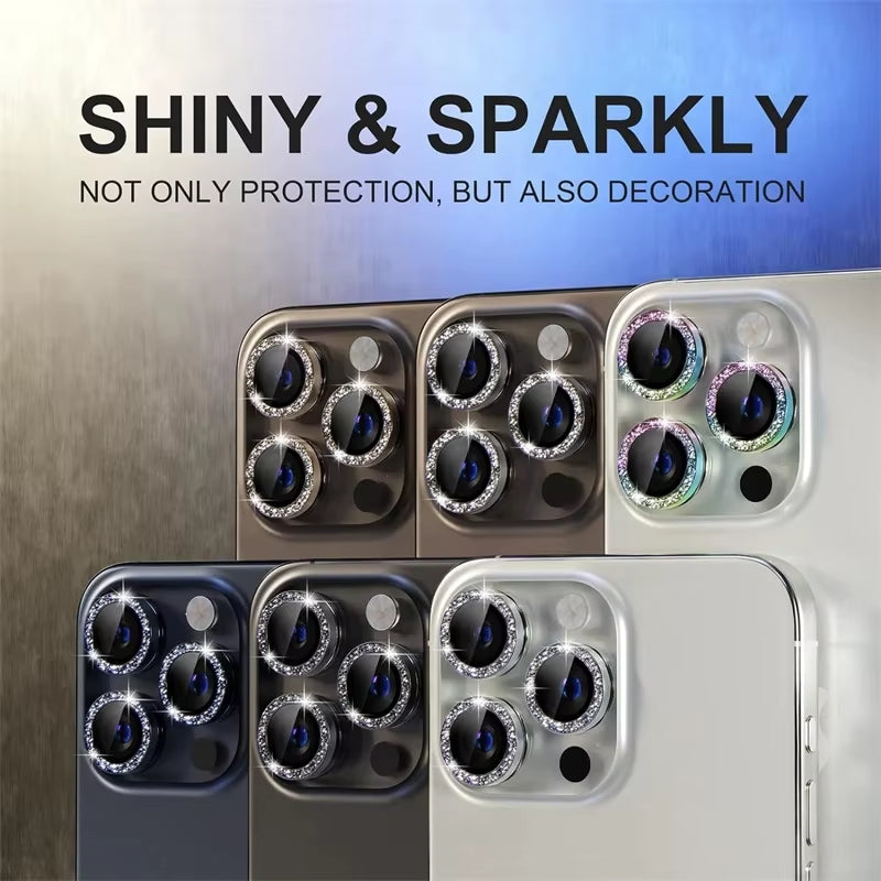 Camera Lens Protector for Iphone 11 12 13 Pro Max Mini 14 15 Pro Max Diamond Metal Protective Glass for Iphone 14 15 plus Lens