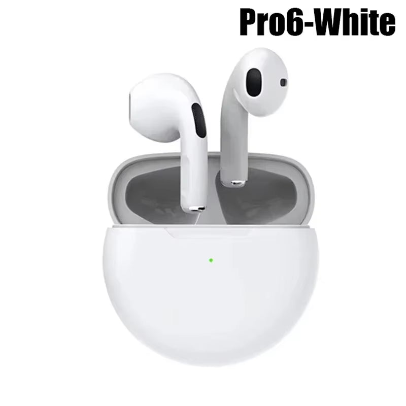 Pro 6 TWS Bluetooth Earphones for Iphone Wireless Bluetooth Headset Noise Cancelling Earbuds with Mic PRO6 Wireless Headphones