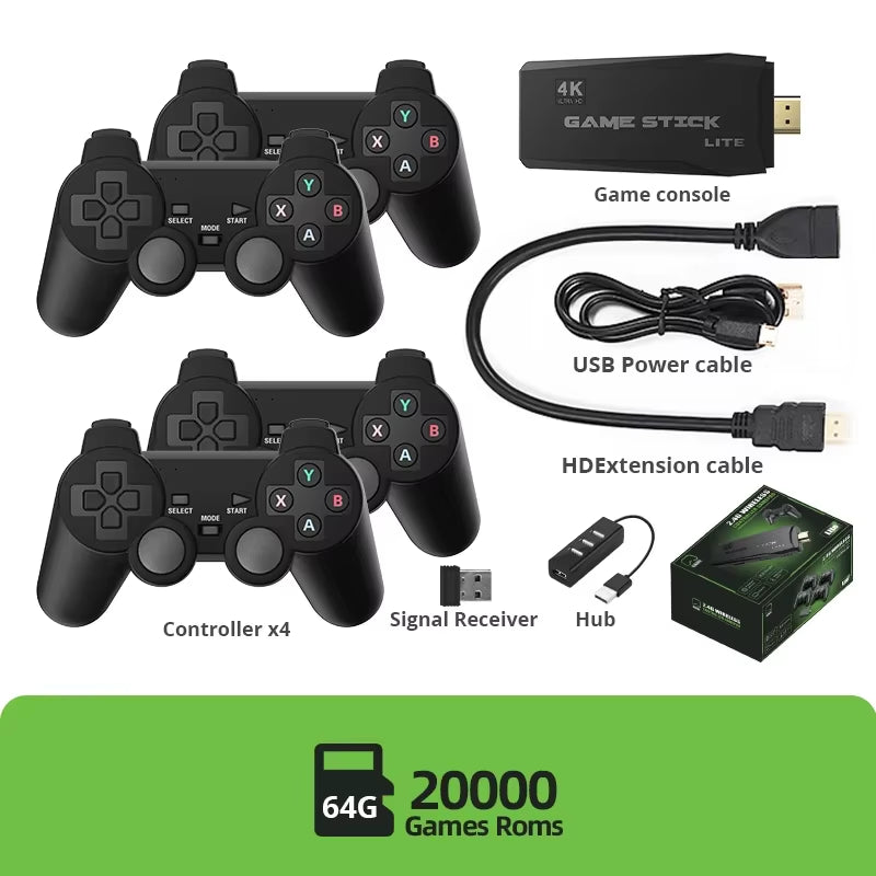 M8 Retro Video Game Console 4K 2.4G Wireless Console Game Stick 4K 20000 Games Portable Dendy Game Console for PS1/GBA/MD