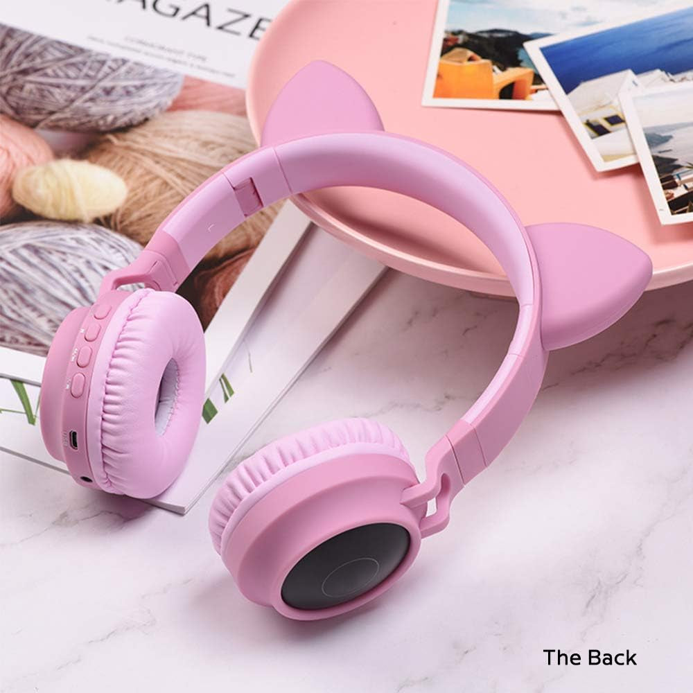 Wireless Bluetooth Kids Headphones, Cat Ears Bluetooth over Ear Headphones Volume Limiting,Led Lights, FM Radio, TF Card, Aux, Mic for Iphone/Ipad/Kindle/Laptop/Pc/Tv (Grey)