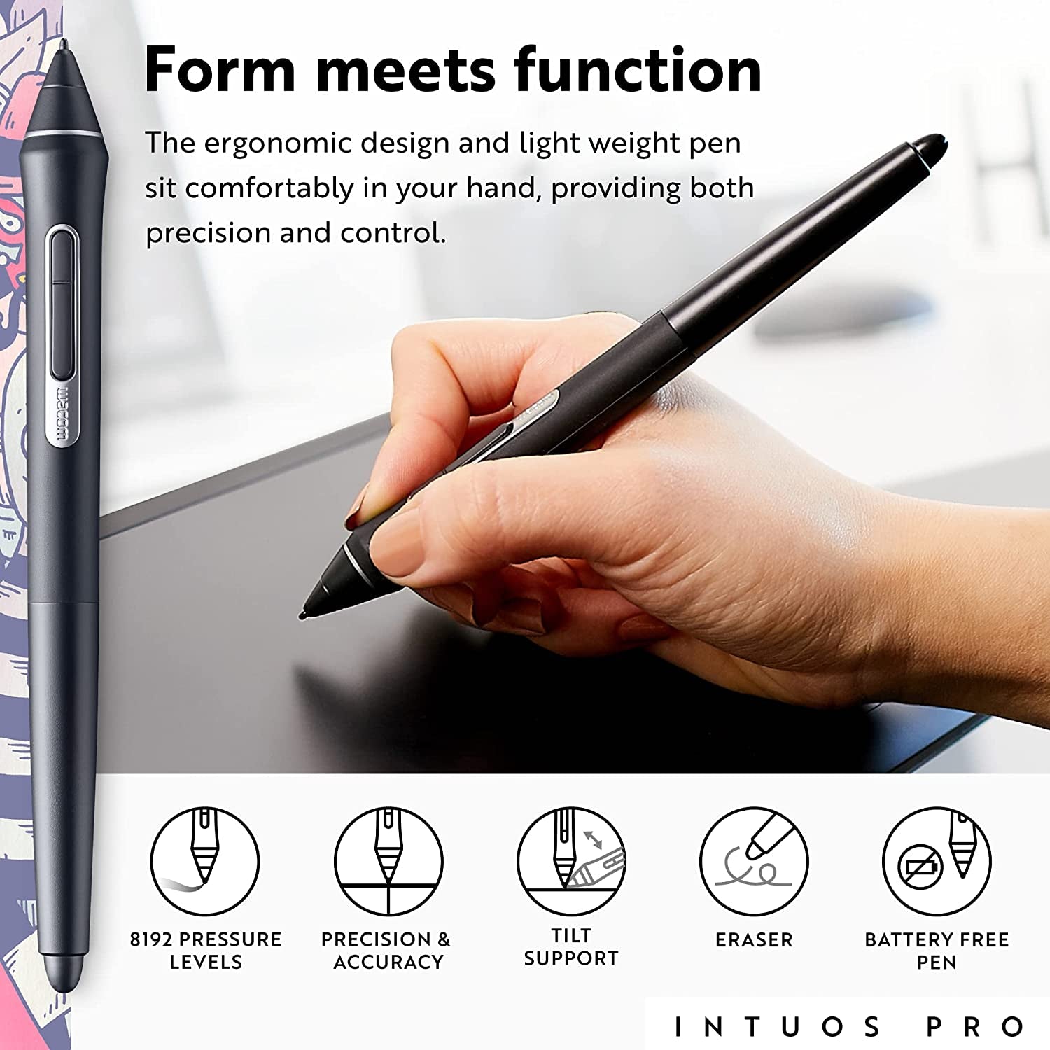 Intuos Pro Drawing Tablet, Small 10.6" X 6.7" Wireless Graphics Art Tablet with Pro Pen 2 & Touch Ring, Digital Drawing Pad for Mac and Windows PC