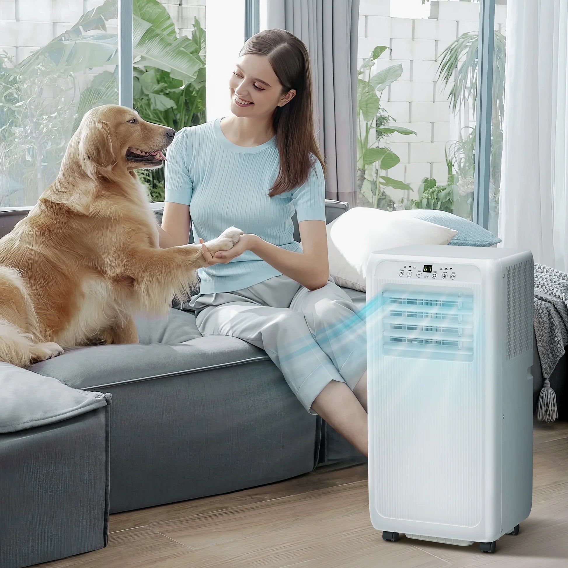 Portable Air Conditioner 8000BTU (10000 BTU ASHARE) , Remote Control, Cools 350Sq. Ft, Quiet Operation, Window Fan,24H Timer, 3 Fan Speed for Bedroom Office Home Dorm