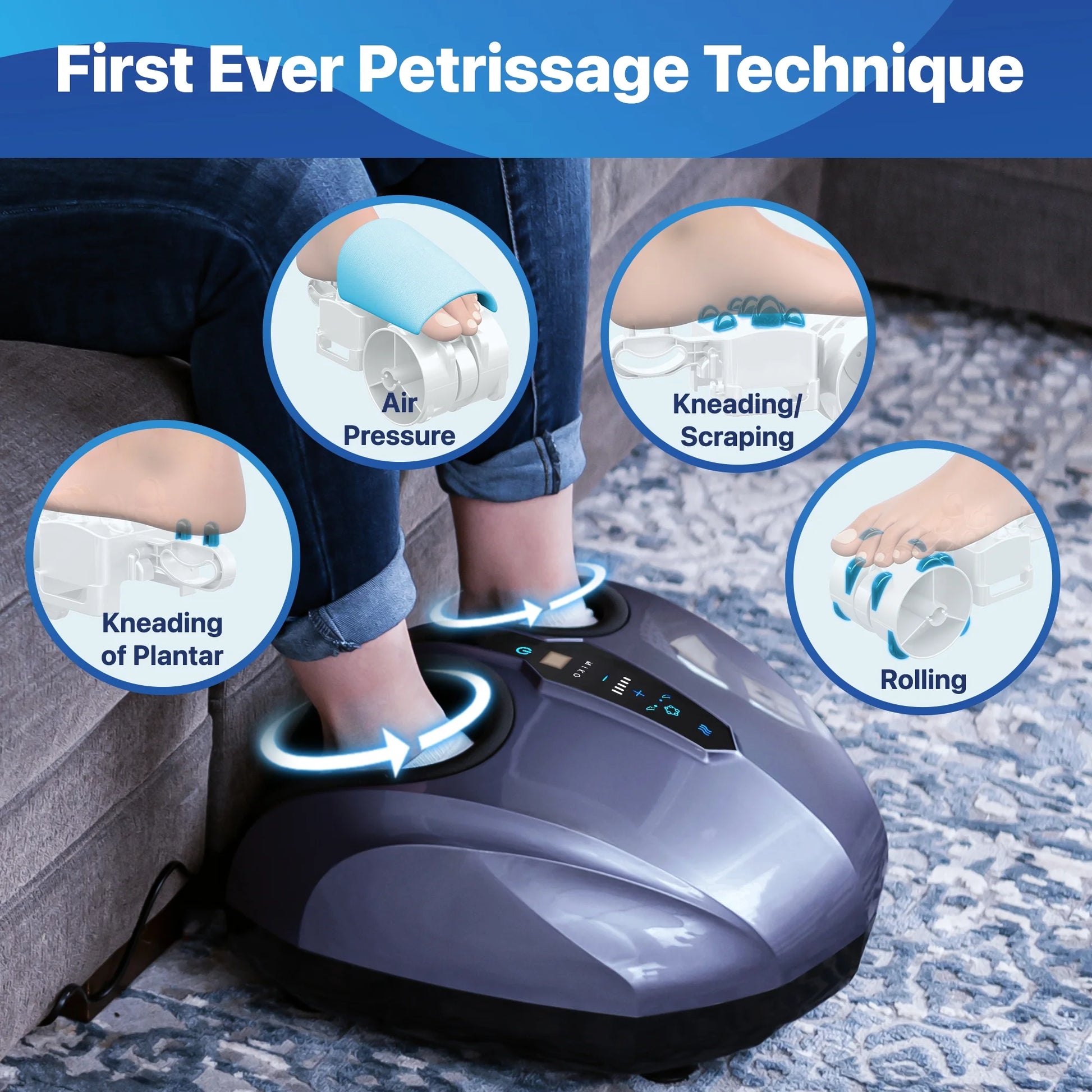 Shiatsu Foot Massager with Heat Kneading and Rolling and Pressure Settings - 2 Wireless Remotes