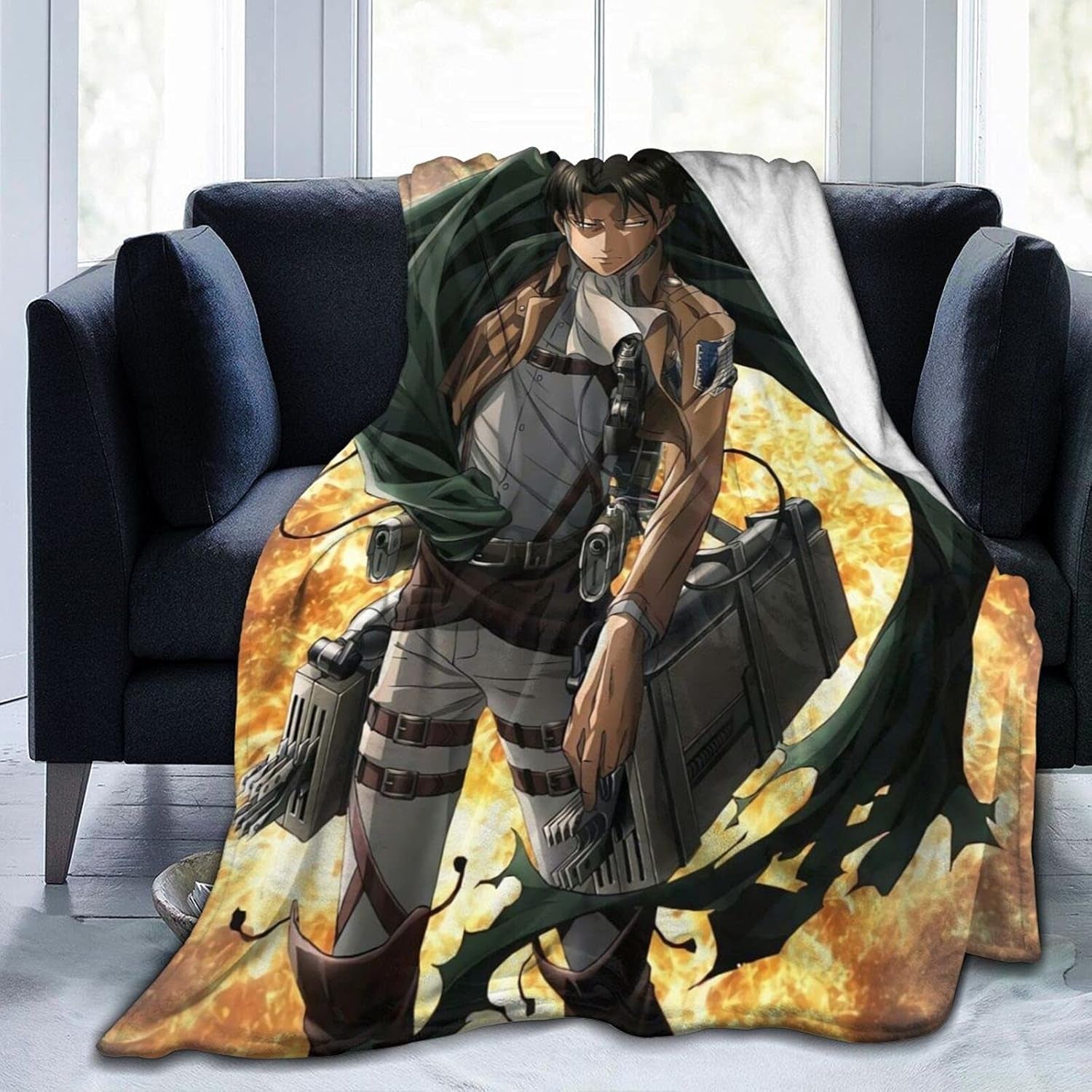 Levi Ackerman Soft and Comfortable Warm Fleece Blankets Beach Blanket Picnic Blankets Throw Blankets (60"X50")