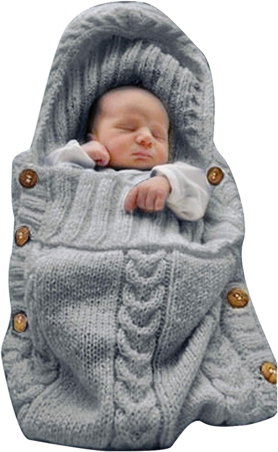 Baby Swaddle Blankets Knit Newborn Blankets Soft Receiving Blankets Hospital Blankets for 0-6 Months Baby Girls Boys Grey