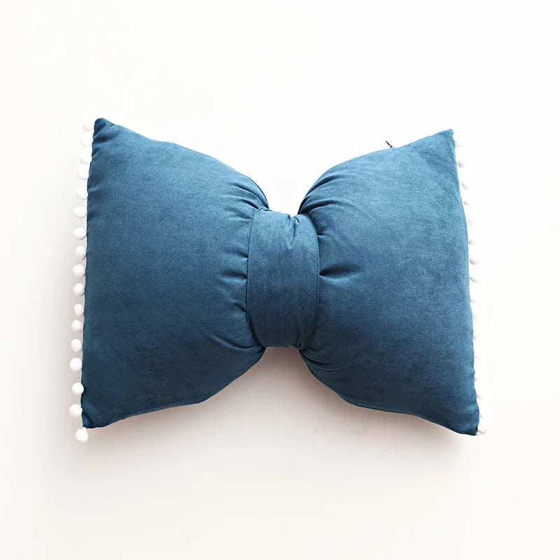 Suede Bow Pillows Lovely Princess Cushions Cute Pillows Lumbar Pillows Back Pillows for Bed Gray Pink Yellow Green Couch Pillows