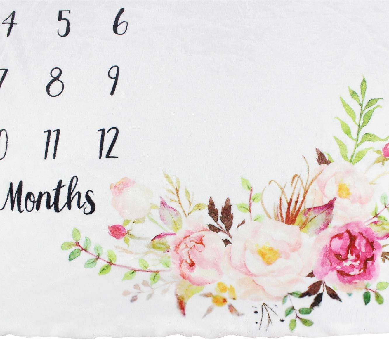 Baby Monthly Milestone Blankets Soft Floral Memory Blankets Girls Boys Cute Photo Background Blankets Newborn Essentials Must Haves White