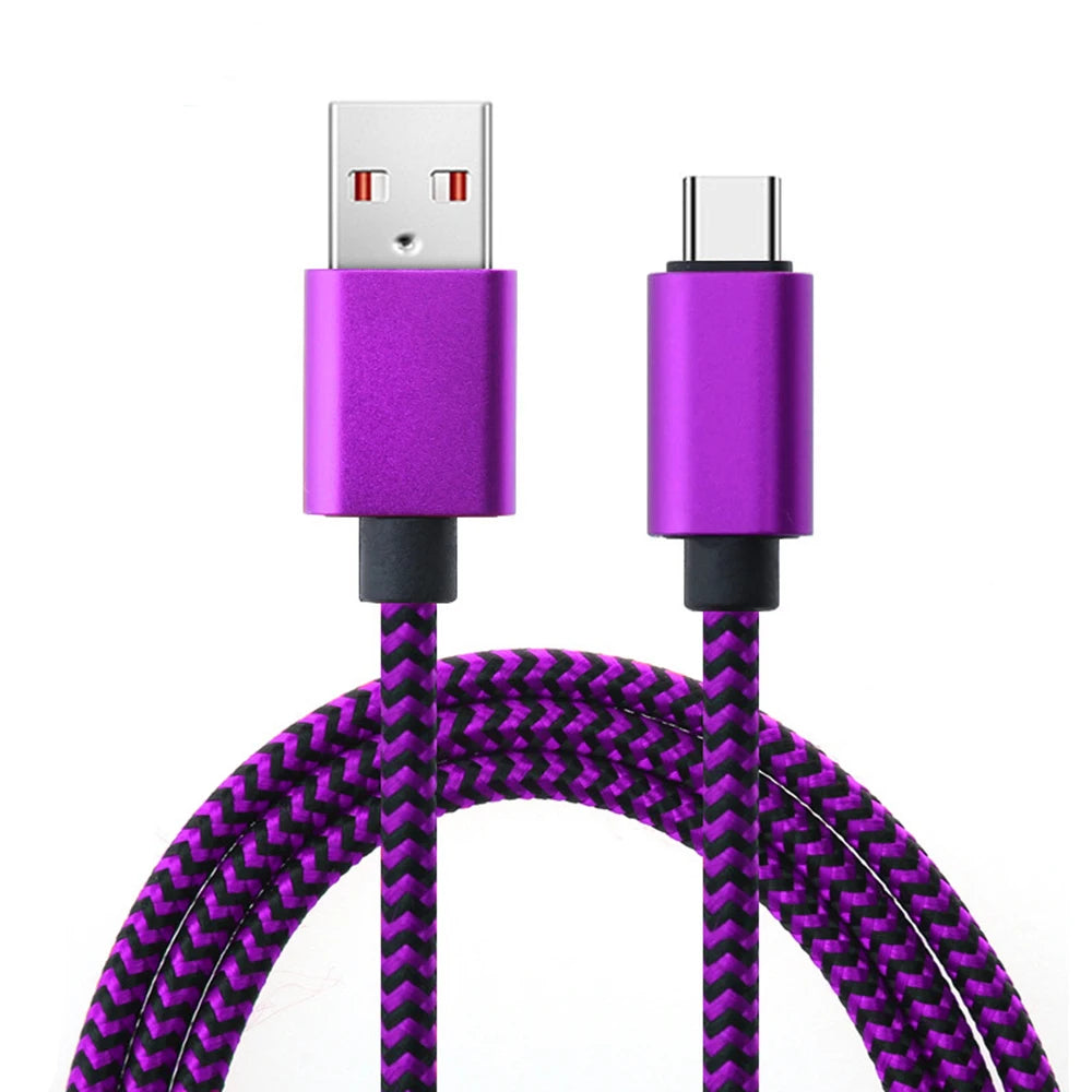 USB Type C Cable Date Sync 2.4A Fast 1M 2M 3M Charging Nylon Braided Wire Charger Cable for Samsung Huawei Android Mobile Phone