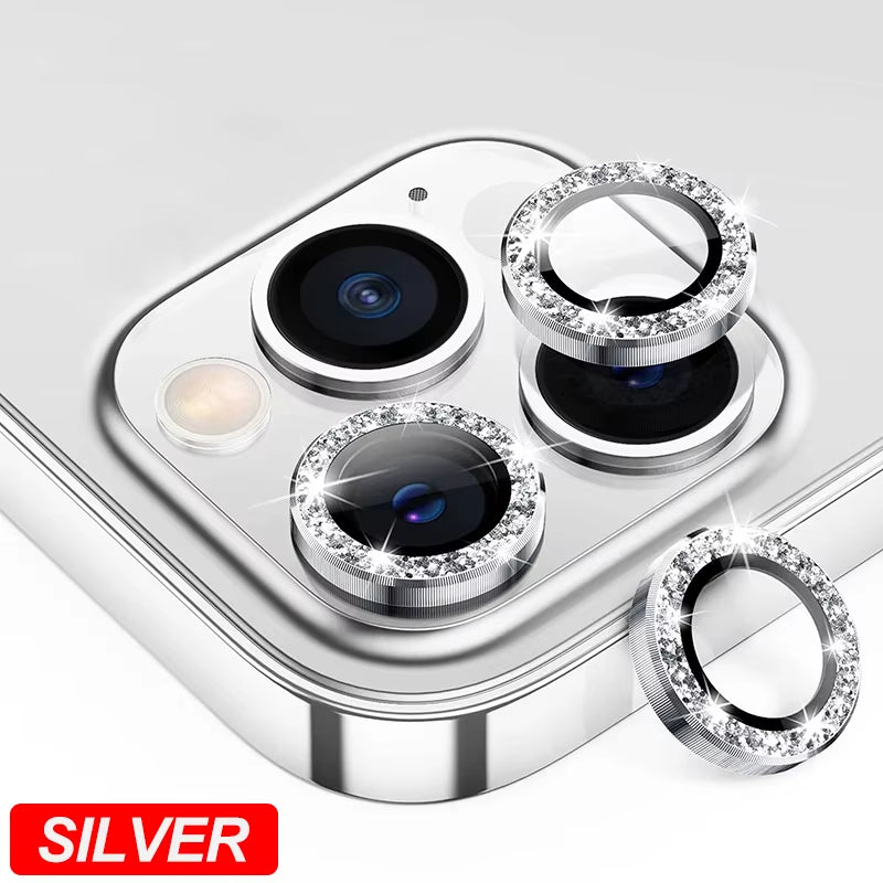 Camera Lens Protector for Iphone 11 12 13 Pro Max Mini 14 15 Pro Max Diamond Metal Protective Glass for Iphone 14 15 plus Lens