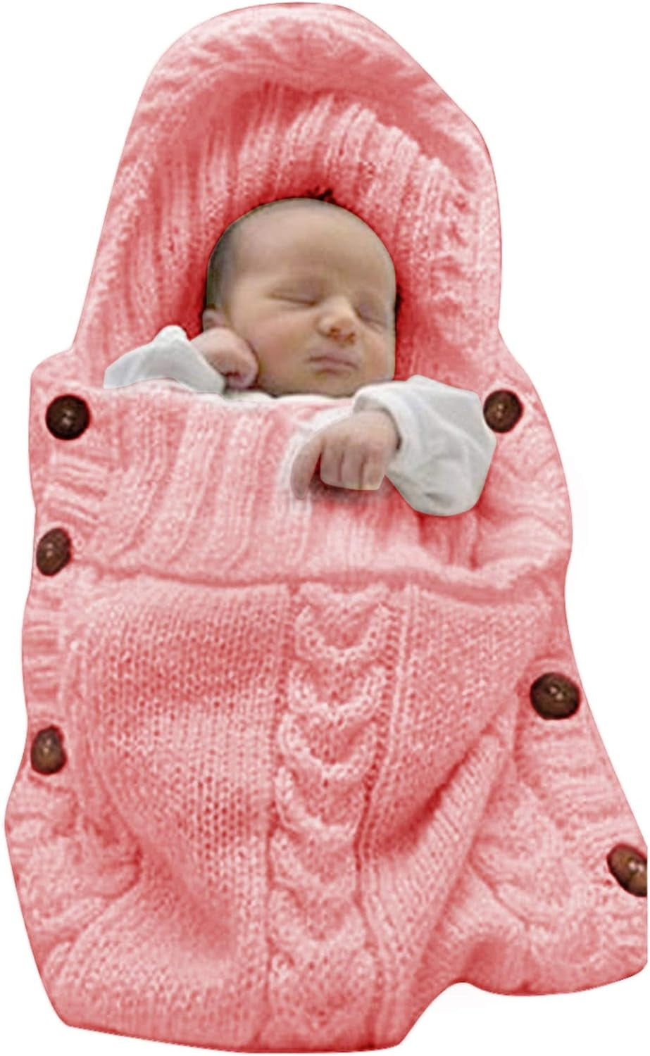 Baby Swaddle Blankets Knit Newborn Blankets Soft Receiving Blankets Hospital Blankets for 0-6 Months Baby Girls Boys Light Pink