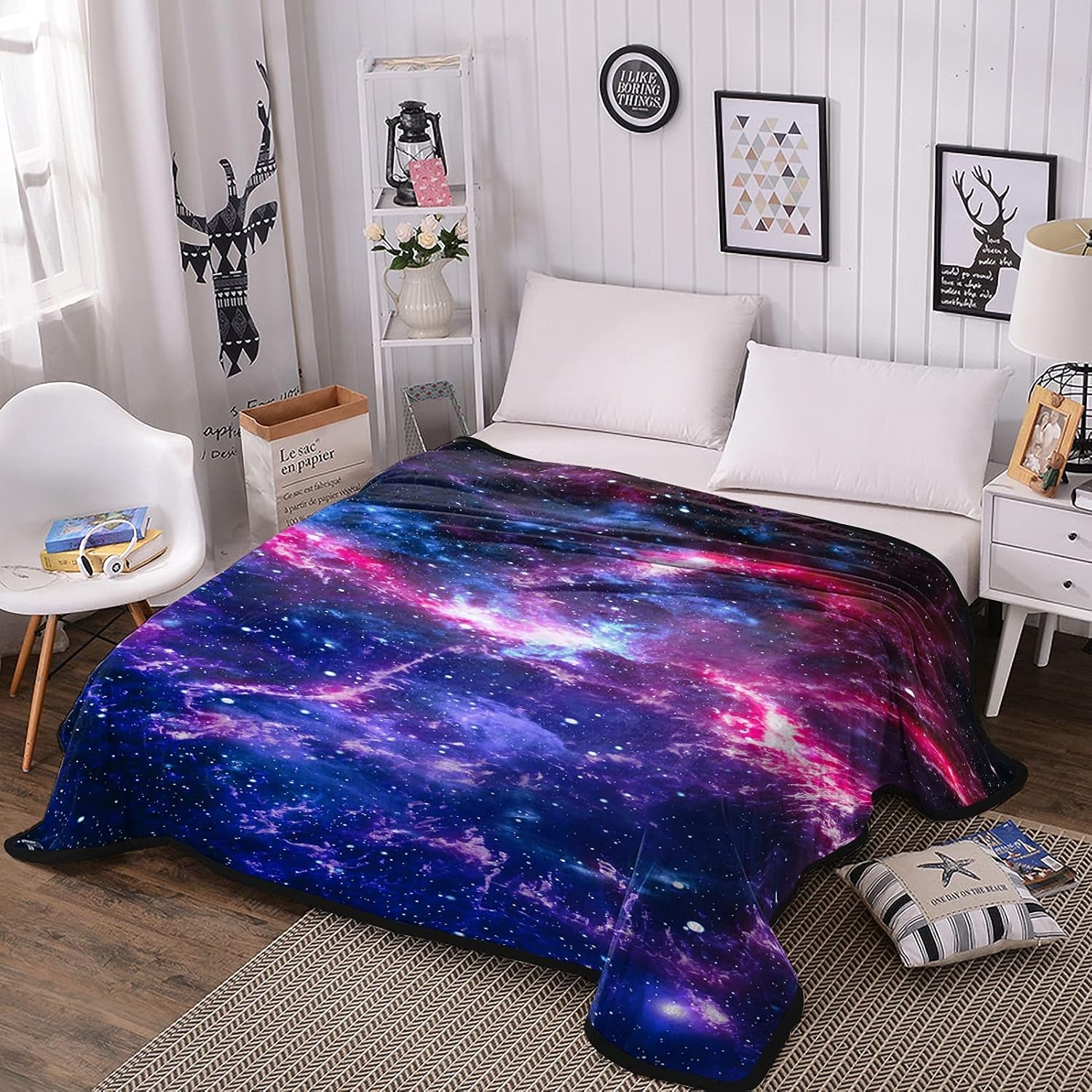 Star Galaxy Fuzzy Flannel Throw Blankets, Soft Blankets and Throws, Daughter Mom Friend Gift Star Galaxy Print Decorative Throw Blankets for Couch, 50"X60"