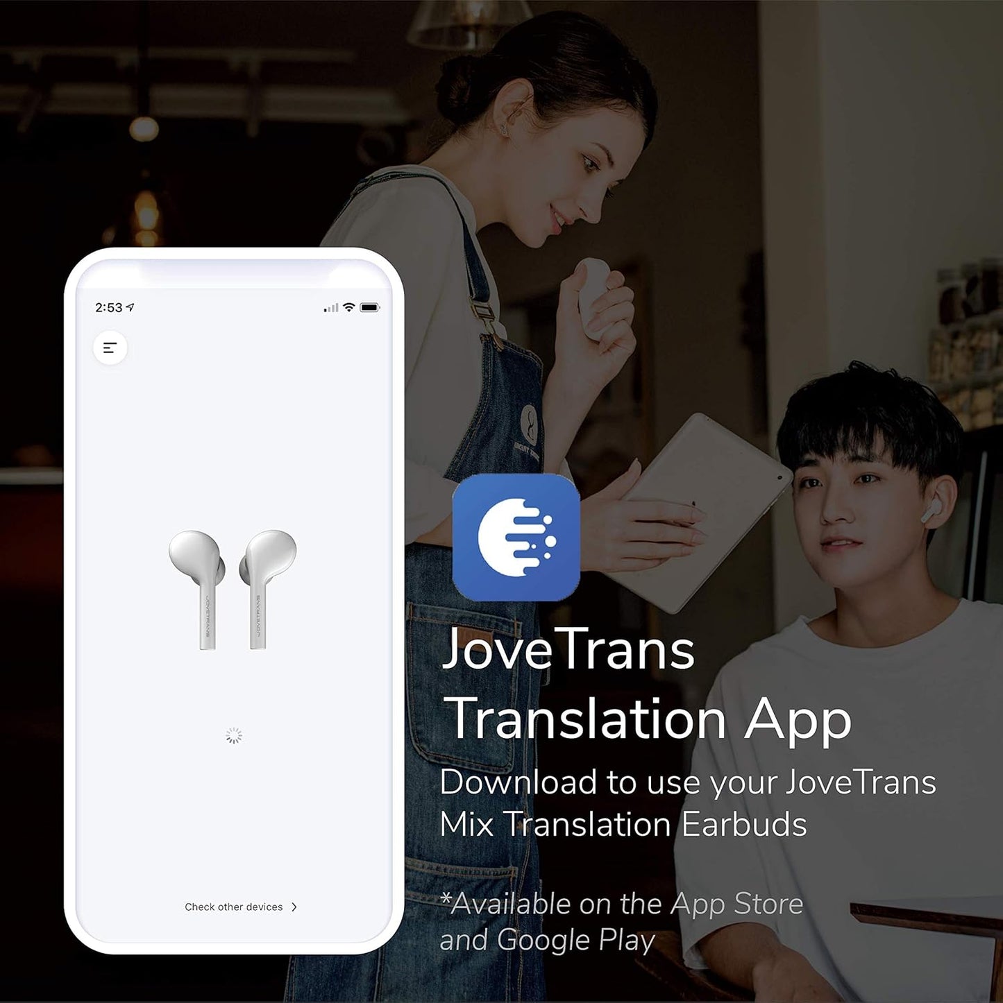 Mix Translator Earbuds, Portable Language Translator Device for On-The-Go Wireless Translation (White)