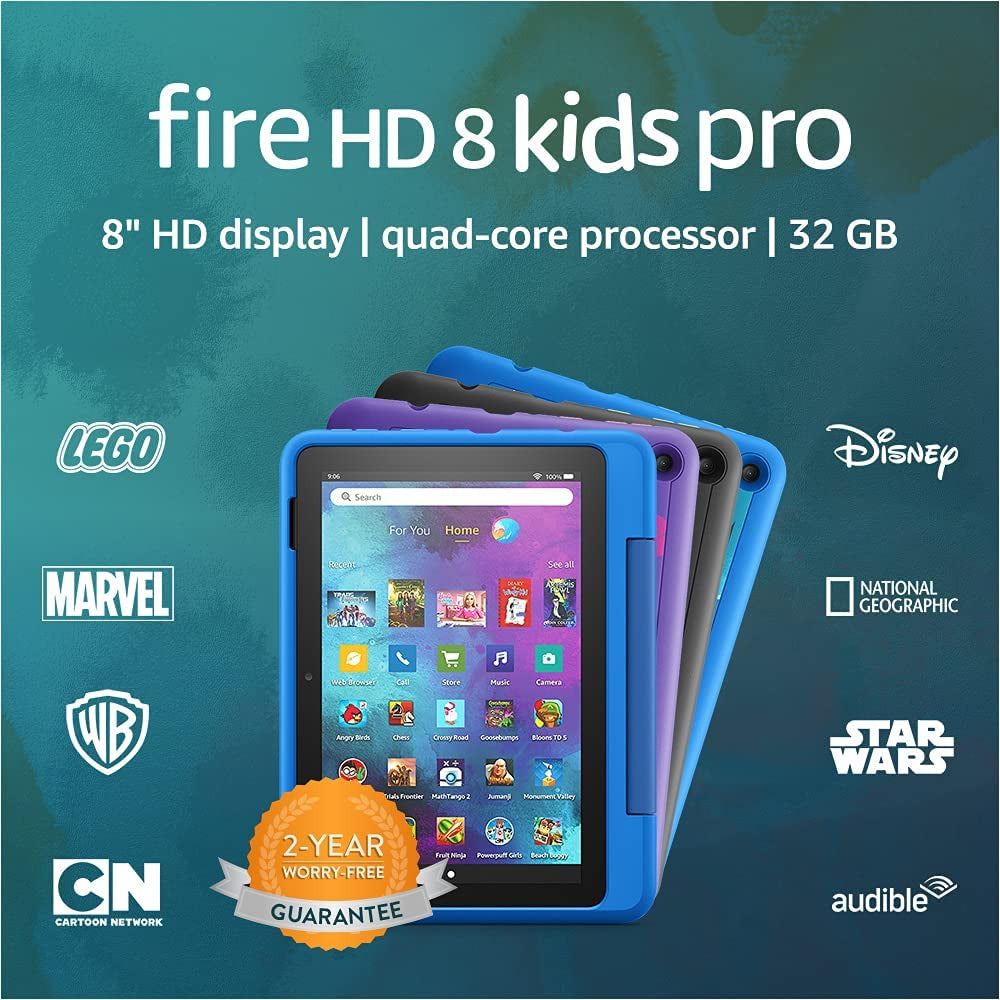 Fire HD 8 Kids Pro Tablet, 8" HD, Ages 6–12, 32 GB, (2021 Release), Doodle