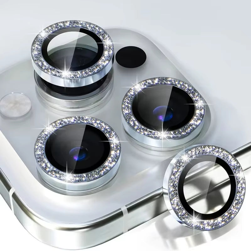 Camera Lens Protector for Iphone 11 12 13 Pro Max Mini 14 15 Pro Max Diamond Metal Protective Glass for Iphone 14 15 plus Lens